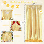 Wedding Backdrop Curtains for Arch Drape: 4 Panels 4.8x8FT Glitter Backdrop Wrinkle-Free Fabric for Fall Christmas Party Decorations