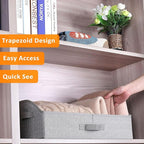 WUIKE Closet Organizers and Storage, Trapezoid Storage Bins, Fabric Closet Baskets with Handles, Clothing Bins for Shelves, Foldable Storage Baskets for Clothes, Herringbone Gray, Extra Large, 3-Pack