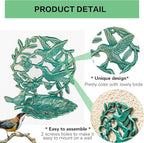 Sungmor Cast Iron Wall Mounted Bird Feeder, Cute Hummingbird Decor Small Water Bath, Wall Hanging Fence Bird Bath Feeder, Beautiful Green Birdfeeder for Garden Backyard Patio Wall Decoration