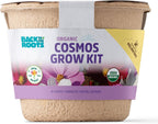 Back to the Roots Organic Cosmos Flower Grow Kit with Plantable Starting Pot Soil and Seeds