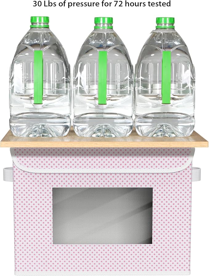 Univivi Fabric Foldable Storage Boxes [4-Pack] Large Collapsible Stackable Storage Bins with Lids, Closet Organizers and Storage Cube Basket for Home, Office, Bedroom (Pink, 17”x 12” x 12”)