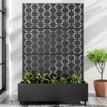 Casaphoria Metal Raised Garden Bed with Trellis and Wheels, 72"x47"x16" Planter Box for Climbing Plants, Vegetables & Vines, Features Drainage Holes and Privacy Screen (Black-Brick)
