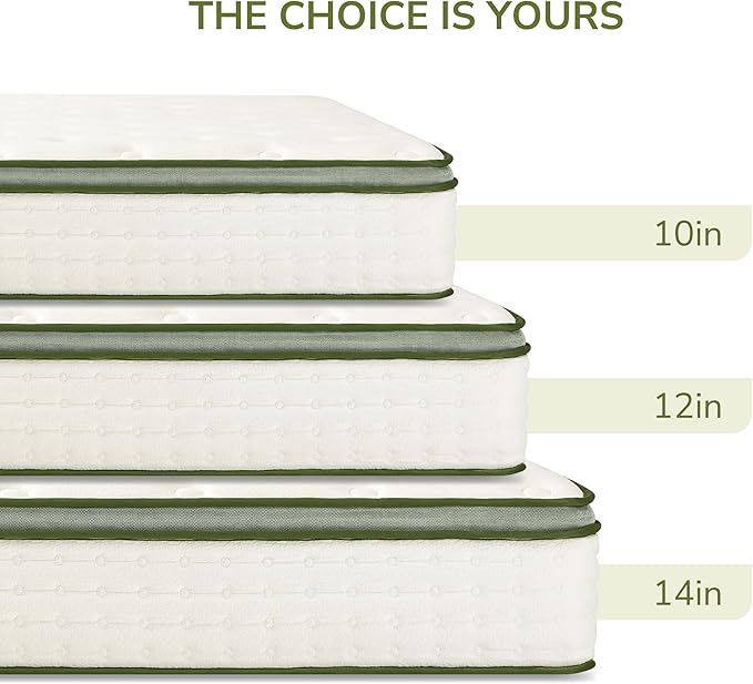 Queen Mattress, 12 Inch Innerspring Queen Size Hybrid Mattress with Individually Pocket Innerspring for Cool Motion Isolation & Silent Sleep, Pressure Relief, Edge Support,Medium Firm