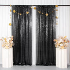 ShinyBeauty Black Backdrops 2 Pieces Sequin Curtains 4FTx7FT Photoshoot Background Glitter Backdrop Curtain Panels Shimmer Backgrounds for Wedding,Halloween,Party,Studio Decor(8FTx7FT)