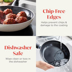 Deco 11” Nonstick Frying Pan Skillet, Made in Italy, Diamond Ceramic PFAS-Free, Dishwasher & Metal Utensil Safe, Durable Gloss Enamel Finish, Stay-Cool Handle, High Walls-Extra Room, Taupe