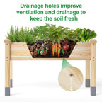 MIXC 331lb Capacity Sturdy Wooden Raised Garden Bed Outdoors with Legs