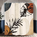 Glawry Abstract Tropical Shower Curtain Boho Watercolor Red Brown Palm Leaf Plant Botanical Bathroom Minimalist Bohemian Leaves 60Wx72L Inches Bath Accessories Art Home Decor Fabric with Hooks
