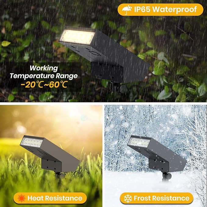 Solar Pathway Lights Outdoor, Dimmable Solar Spot Light IP65 Waterproof, 500LM 3000K Solars Outdoor Lighting for Walkway Landscape Lawn Yard