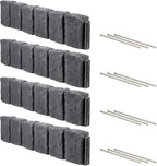 Beuta Landscape Edging | Garden Edging Border | Faux Stone Block XL for Lawn Edging, Flower Beds & Yard Edging – 4 Pack | Each Section Has 6 Blocks 48" L x 4" W x 9.5" H | 12 Spikes | Charcoal