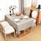 Fitable Faux Linen Tablecloths Rectangle 60 x 144 Inch - 2 Pack Neutral Table Clothes for 10 Foot Tables, Nature Faux Burlap Kitchen Table Covers for Dining, Party, Farmhouse, Banquet, Buffet