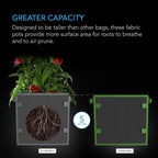 AC Infinity Square Heavy Duty Fabric Pots, 5 Gallon Aeration Reusable Grow Bags 5-Pack with 500G Thick Nonwoven Fabric and Plant Stake Loops, for Garden Growing Fruits, Vegetables, and Flowers