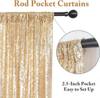 ShinyBeauty Light Gold Backdrop Sequin Curtains 4FTx7FT 2 Pieces Photograph Backdrops Golden Curtain Panels Shimmer Background for Birthday,Party,Wedding,Photoshoot Decor(8FTX7FT)