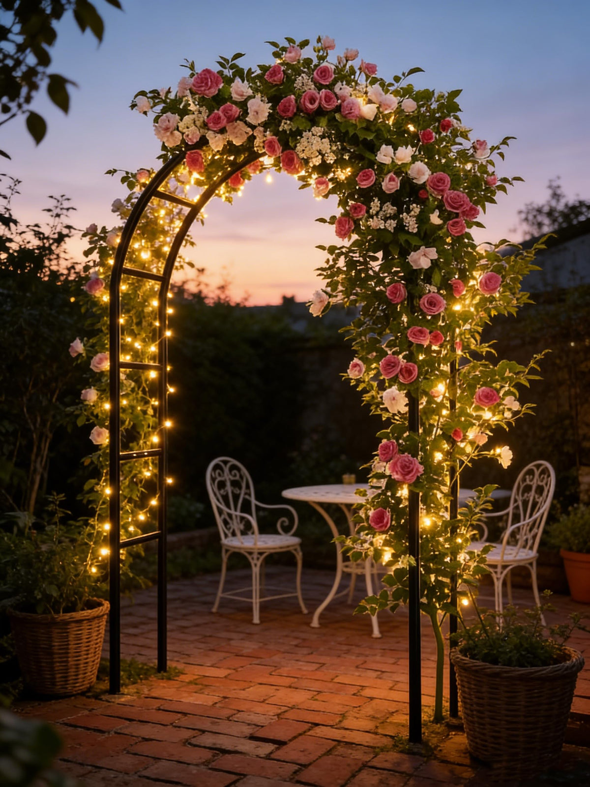 Thickened Tube Garden Arch,7.3ft Heavy-Duty Metal with 16mm Steel Tubes & 0.5mm Thickened Wall, Durable Outdoor Trellis for Climbing Plants,Roses,Garden Party,Ceremony & Decorations (Black)