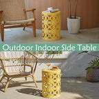 Y&M Set of 3 Stacking Coffee Table for Living Room, Patio Side Table,Indoor End Tables for Bedroom, Outdoor Decorative Garden Stool with Heavy Duty Metal Frame Modern Industrial Decor - Yellow