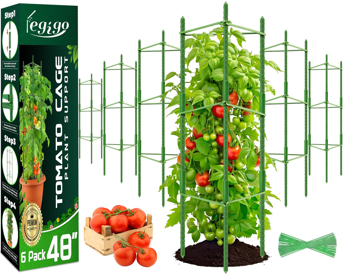 Legigo 6-Pack Tomato Cage for Garden Plant Support- Up to 48inch Garden Stakes Tomato Cage, Tomato Trellis for Potted Plants, Tomato Cages Plant Stakes for Climbing Vegetables Plants Flowers
