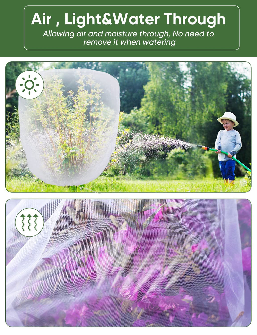 Bird Netting for Garden Protection - 4 Pack Garden Netting Pest Barrier with Drawstring,3.3Ft x 2.7Ft Mosquito Net Tomato Protective Cover Garden Plant Netting for Cicadas Vegetables Blueberry Bushes