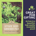 Organic Lettuce & Greens Seeds Variety Pack - 10 Individual Packs - 2026 Season - Buttercrunch, Arugula, Romaine, Kale and More! for Indoor & Outdoor Planting (Non-GMO, Certified Organic)