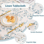 Mysky Home Rectangle Table Cloth 60x102 Inch - Spring Summer Floral Tablecloth, Waterproof Linen Fabric Oblong Table Cloth for Kitchen Dining Tablecloth for 4 Feet Table Blue, Small Blue Flower Design