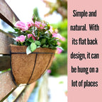 LaLaGreen 16 Inch Large Wall Planter, 2 Pack Rail Hanging Pot with Coco Liner, Black Metal Wall Mounted Flower Basket Box Outdoor Outside Fence Railing Plant Holder Deck Porch Patio Balcony Garden