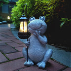 Frog Solar Garden Statues,Resin Frog Figurine Decorations with Solar Lights Lantern, Outdoor Frog Garden Decor Art for Lawn,Yard, Unique Housewarming Gift for Women Mom Grandma