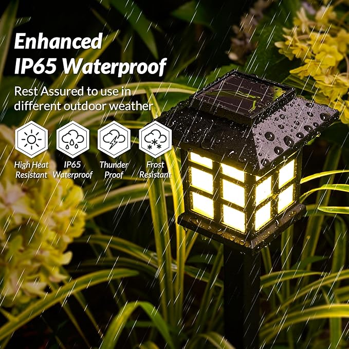SOLPEX Solar Outdoor Lights,12 Pack Solar Path Lights, Walkway Lights Outdoor, Garden Light, Solar-Powered Pathway Waterproof for Garden, Yard, Landscape and Driveway(Warm White)