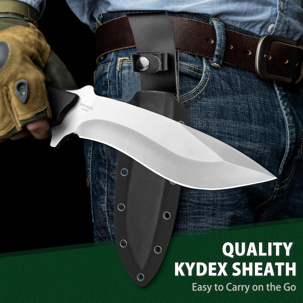NedFoss Kukri Survival Knife with Sheath, 6" Full Tang Fixed Blade Hunting Knife with G10 Handle for Outdoor, Camping and Survival, Camping Gifts for Men