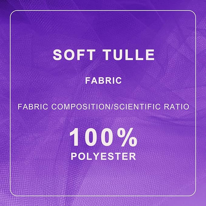 Purple Tulle Fabric Roll Spool Bolt (54 Inch by 40 Yards) Large Tulle Wedding Party Decoration, Tutu Skirt, Table Runner, Gift Wrapping, Bridal Shower, Soft & Drape (Purple)