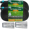 Hlinker 2026 Flat Soaker Hose 150 ft (75ft 2Packs) with Stake for Garden, Linkable Drip Hose Diy Automates Garden Irrigation System Saving 89% Water, Dual-layer Leak-free Design Water Hose with Holes