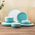 GBHOME 12 Pieces Ceramic Dinnerware Set, Modern White Dish Set for 4，Scratch Resistant Smooth Plates and Bowls Sets，Oven Safe，Microwave & Dishwasher