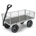 Gorilla Carts GOR1001-COM Steel Utility Cart, Heavy-Duty Convertible 2-in-1 Handle and Removable Sides, 7 cu ft, 1000 lb, Capacity, Gray