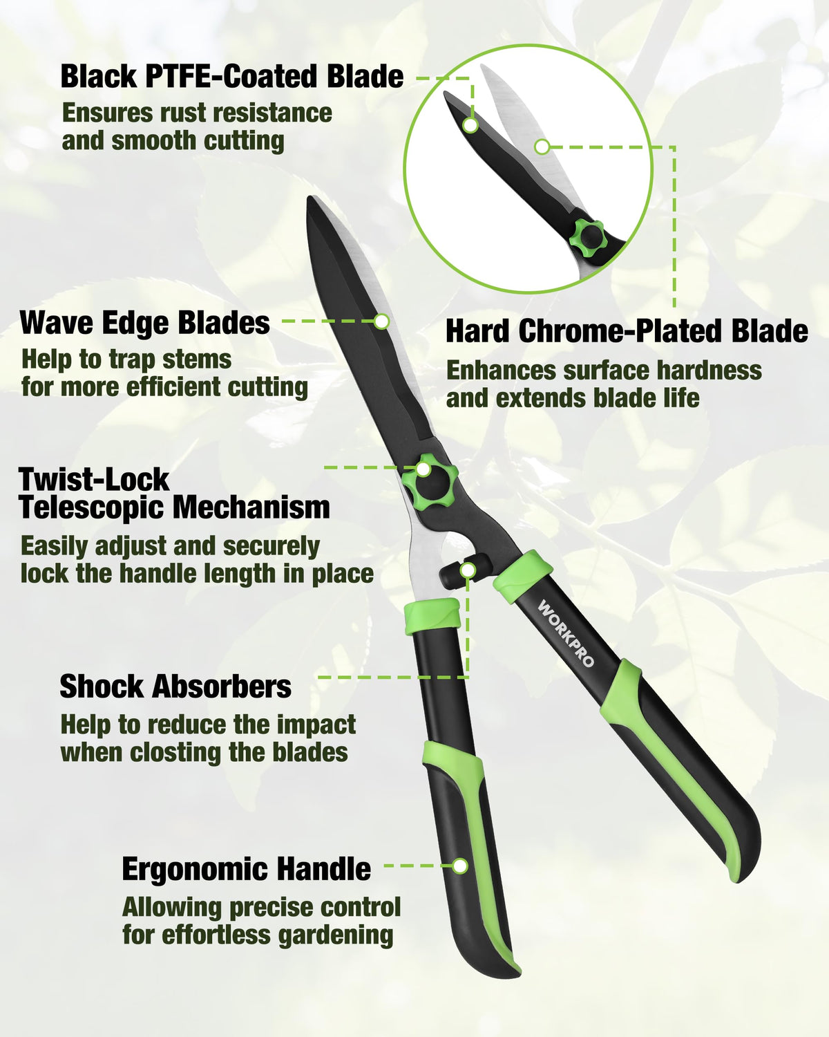 WORKPRO 3-Piece Garden Shears Set, Heavy-Duty Gardening Clippers