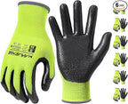 MANUSAGE Safety Work Gloves - Protective Glove for Men & Women - Ultrathin Hand Protection - For Construction, Gardening, Landscaping - Yellow - Size XL - 6 Pairs