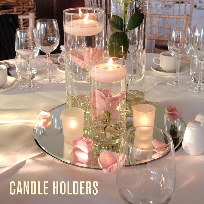 Houseables Mirror Centerpieces for Tables, Round Mirrors for Centerpieces, Mirrored Trays, Round Table Plate Tray, Circle, Glass Charger, Wedding, Center Piece, Small, Base, Candle, 10 Inch, 12 Pack