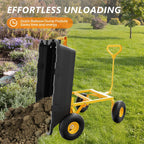VINGLI Heavy Duty Dump Cart Wagon, 770LBS Quick-Release Dump Poly Wheelbarrow, 10in All-Terrain Pneumatic Tires Garden Wagon for Garden, Yard, Beach