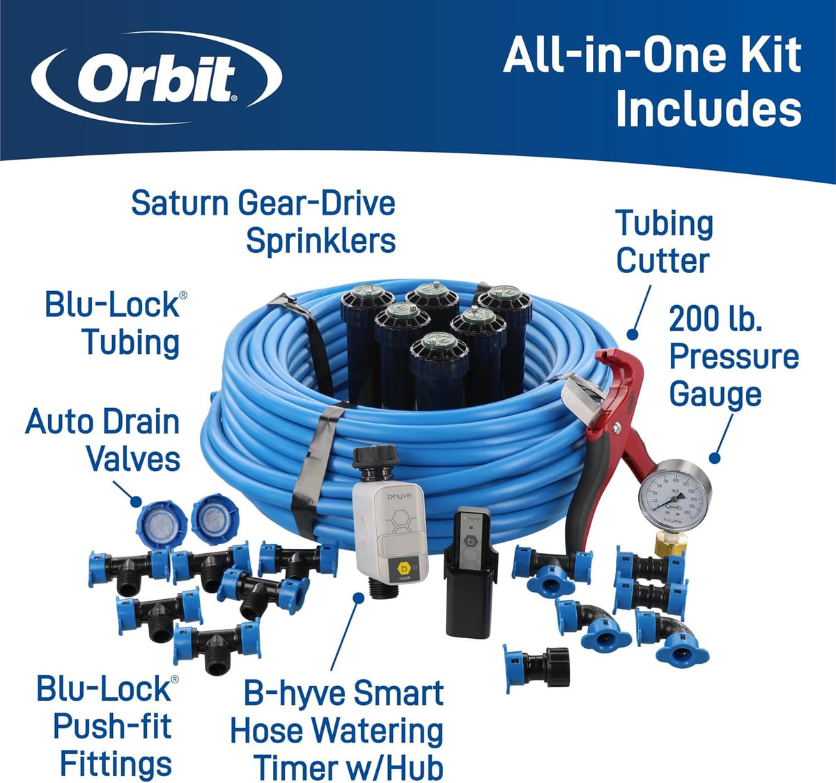 Orbit 50022 Medium-Area 1-Zone All-in-One Automatic Watering System with B-hyve Smart Hose Watering Timer and B-hyve Smart Wi-Fi Hub
