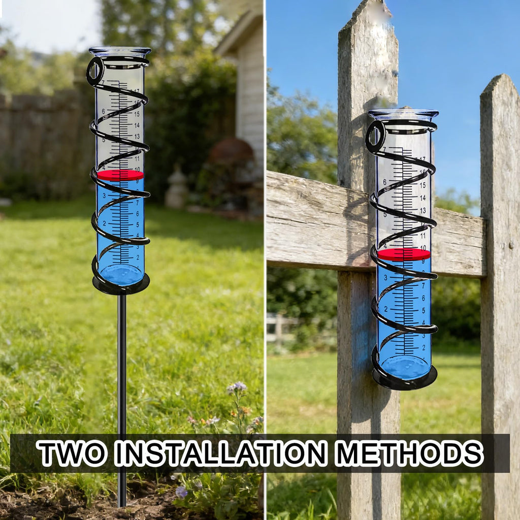 Rain Gauge, Rain Gauge Outdoor, Rain Gauges Outdoors Best Rated for Yard with Stake, Rain Water Meter Measuring with Metal Frame, Decorative for Garden, Deck, Lawn, Landscape