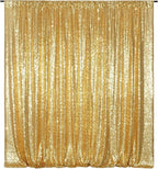 Poise3EHome Gold Sequin Backdrop Curtain, 10Ft x 10Ft Golden Glitter Photography Background Curtains, Sequence Backdrop Drapes for Party Festival Decor
