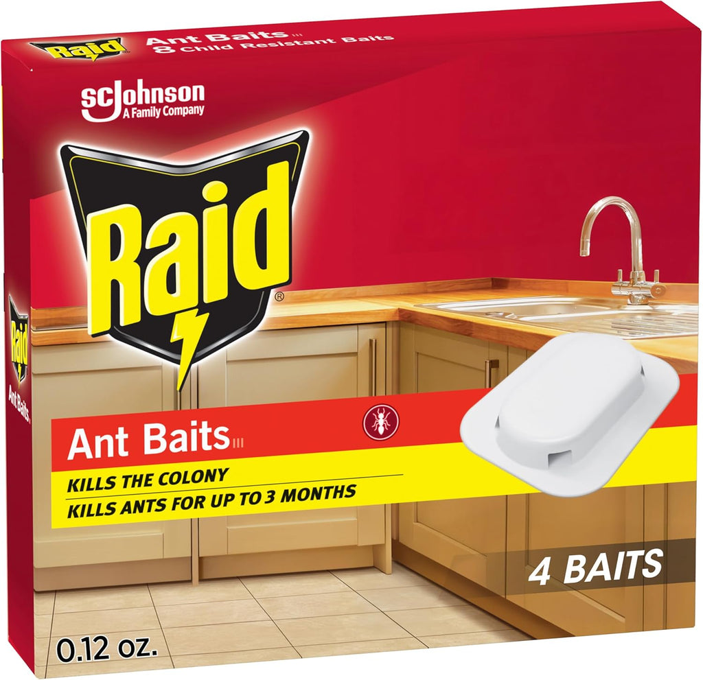 Raid Ant Killer Baits, For Household Use, Kills the Colony, Kills Ants for 3 Months, Child Resistant, 4 Count