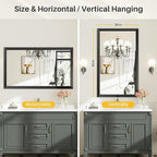 50x30 Inch Black Bathroom Mirror for Wall, Thick Metal Framed Rectangle Mirrors for Over Sink, Bedroom, Living Room, Entryway, Anti-Rust, HD Tempered Glass