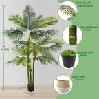 Artificial Palm Tree, 7ft Fake Areca Palm Plant with Basket, Large Faux Phoenix Palm UV Resistant Plants for Indoor Outdoor Home Garden Patio Office Décor