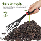 VANZACK 2pcs Gardening Hand Rakes Metal Ash Rakes Hand Tiller Mini Garden Cultivator Tools Portable Rake with Handle and 9 Tines for Yard Lawn Shrub Flower Beds