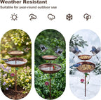 EdenseeLake Double Metal Bird Bath for Outside, 43.8 Inch Upgraded 5-Prong Base Stake Birdbaths Feeder with Detachable Bowls for Outdoors Lawn Patio Yard Garden Decor