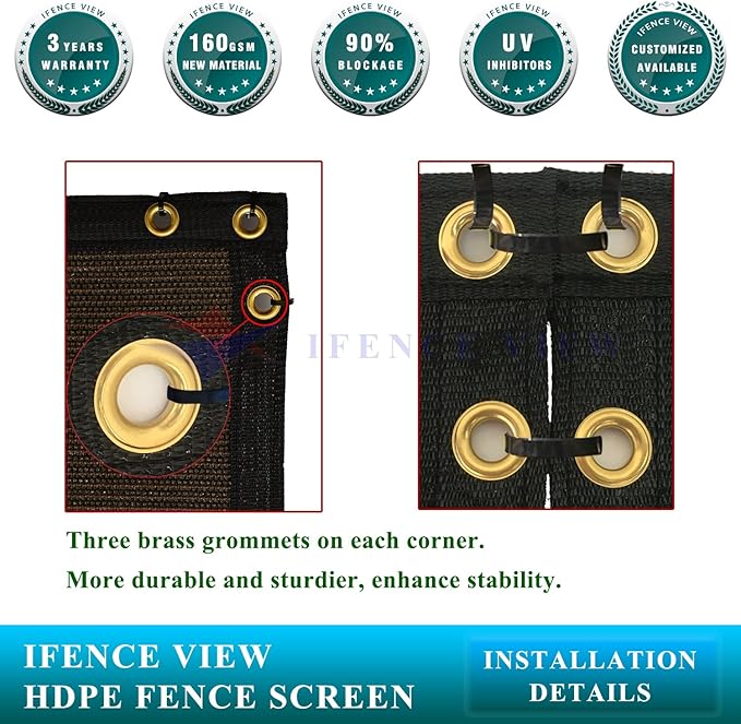 Ifenceview 6'x1' to 6'x100' Brown Shade Cloth Panels Fence Privacy Screen Fabric Mesh Net for Construction Site Yard Driveway Garden Railing Pool Balcony Canopy Awning 160 GSM (6' x 65')