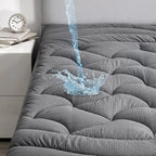 SLEEP ZONE Grey Waterproof Mattress Pad King Size, Premium Soft Embossed Mattress Topper, Quilted Fitted Mattress Protector Cover with Elastic Deep Pocket (Grey, King)