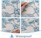 MYSKY HOME 60x120 Rectangle Tablecloth Linen Farmhouse Tablecloth Waterproof Decorative Fabric Table Cloth for Indoor&Outdoor, Spring Floral Tablecloth for 8 Feet Table, Blue, Washable