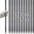 VVOKGO Rebar Stakes 24 Inch Ground Straight Concrete Form Stakes Heavy Duty (16pcs), 3/8" Diameter Metal Steel Spikes Anchors with Chisel Point End for Plant Support, Garden Border,Landscape Edging