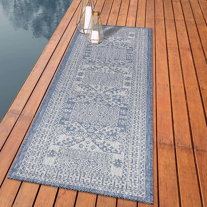 Keen Home Design Terrace Outdoor Runner Rug - 2x8 Washable Indoor/Outdoor Rug for Patio, Kitchen, Balcony, Beach, Garden, Deck and Porch, Size: 2'2"x7'7"