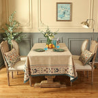patdrea Designer French Linen Long Tablecloth for Rectangle Table,Beige Anti-Wrinkle Floral Farmhouse Table Cloth,Decor Covers for Kitchen Dining,Tea Party,Christmas,Thanksgiving,63"x94"-Fram