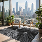 Outdoor Rug 9’x12’ Waterproof for Patio Clearance, Reversible Indoor Outdoor Plastic Straw Camping Rug Carpet, RV Mat, Large Area Rug for Deck, Backyard, Balcony, Porch, Beach, Black & Grey
