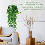 Hoteam 12 Pcs Artificial Hanging Plants 32 Inch Fake Ivy Vines with Fake Leaves Patio Artificial Plants Greenery for Living Room Indoor Outdoor Wall, No Basket (Eucalyptus,Persian Grass)